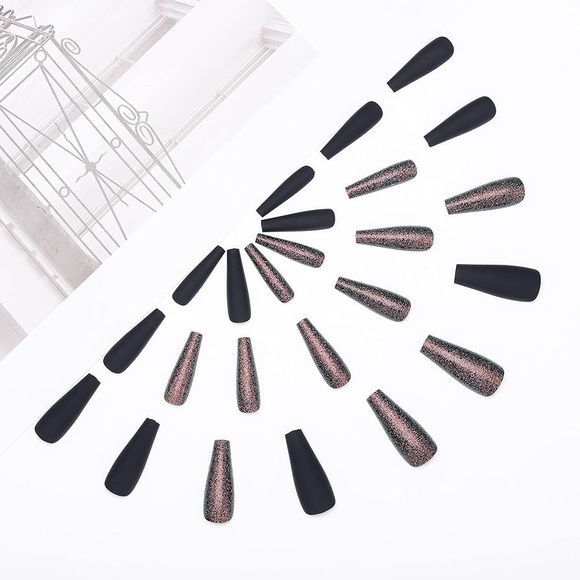 Matte Black & Glitter Nails - Picture 5 of 5